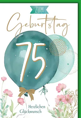 Produktbild von 75. Geburtstag Luftballon herzlichen Glückwunsch Glückwunschkarte mit Umschlag