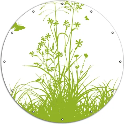 Produktbild von Wallario rundes Outdoor-Poster für Garten oder Balkon, Motiv Grüne Sommerwiese, 120 cm Durchmesser