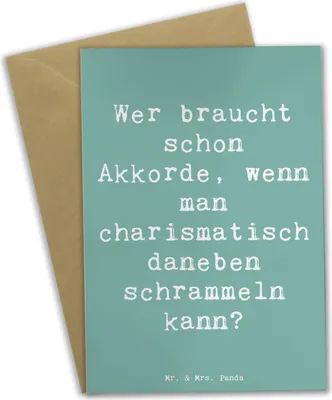 Produktbild von Mr. & Mrs. Panda Grußkarte Spruch Charisma Gitarre - Meeresbrise - Geschenk, Freiheit, Musik, Musiker, Lernen, hochzeitskarten, neujahrskarte, Instrument, genesungskarte