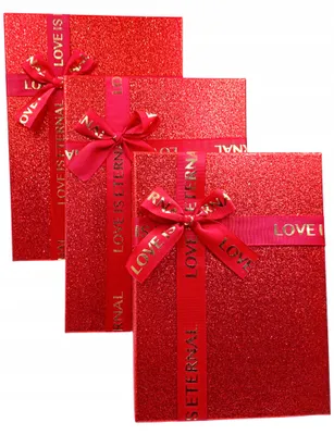 Produktbild von Vipolimex Geschenkboxen mit Deckel Rot Weihnachtliches Set 3 Stück