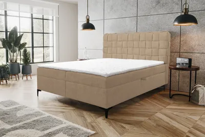 Image de VENASI ROMA Lit boxspring 180x200 avec 2 tiroirs de lit et matelas TOPPER H2/H3 Marron Aragon 14