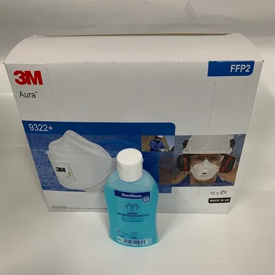 Produktbild von 10x 3M FFP2 NR D Aura 9322+ Atemschutzmaske + 100ml Sterillium geschenkt