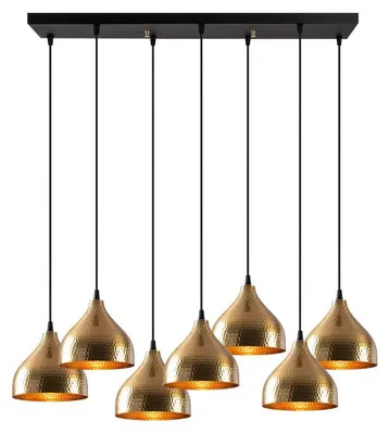 Image de Suspension Luminaire en métal finition vintage 88 x 40 cm hauteur 114 cm 7 lumières E27 40 W IP20