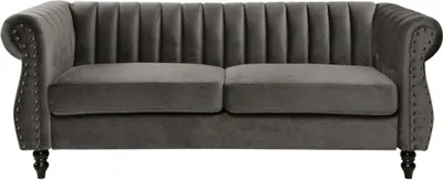Produktbild von TRUMBO 3-Sitzer-Sofa in Velours, Chesterfield-Stil - Farbe Anthrazit