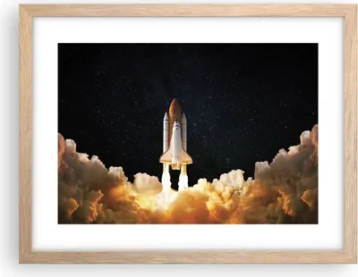 Produktbild von Gerahmtes Poster - Rahmen in heller Eiche - Abheben Rakete Kosmos - 40x30 cm - Wand Bild - Wanddeko - Wandbilder - Kunstposter - Wandposter - Bilderrahmen - Bilder - Kunstdruck - P2NAA40x30-4531