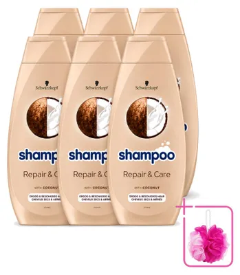 Immagine prodotto di 6 flaconi di shampoo Schwarzkopf Repair & Care per capelli danneggiati - 400 ml ciascuno - confezione - 6 pezzi