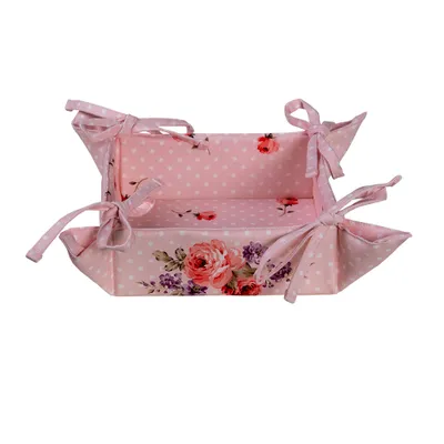 Produktbild von Clayre & Eef Brotkorb 35x35x8 cm Rosa Violett Baumwolle Rosen