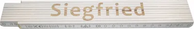 Produktbild von Zollstock Siegfried 2 m, weiß, Buchenholz, gelaserte Beschriftung, Genauigkeitsklasse 3
