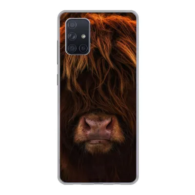 Produktbild von MuchoWow® Handyhülle Schutzhülle Hülle für Samsung Galaxy A51 Schottischer Highlander - Kuh - Schwarz - Porträt Silikon Softcase Handy Hülle - Schutzabdeckung
