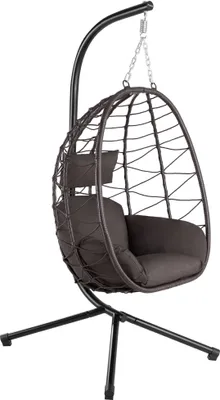 Produktbild von HinHocker Hängesessel mit Gestell, Braun, Hängeschaukel für Indoor und Outdoor, Schaukelstuhl