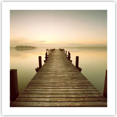 Produktbild von Poster - Poster ohne Rahmen - Brücke See - 50x50 cm - Wand Bild - Wanddeko - Wandbilder - Kunstposter - Wandposter - Bilder - Kunstdruck - Wanddekoration - Wandbild - P2XAC50x50-3625