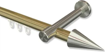 Produktbild von Interdeco Innenlaufstange, Gardinenstange mit Innenlauf Messing-Optik / Edelstahl-Optik Modell Prestige Savio, 20 mm Ø 1-läufig, 480 cm (geteilt)