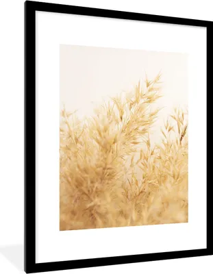 Produktbild von MuchoWow® Gerahmtes Poster Pampasgras - Sonne - Gras 60x80 cm - Poster mit Schwarzem Bilderrahmen Wandposter Rahmen Foto Bilder - Wohnzimmer - Dekorationen - Prämie
