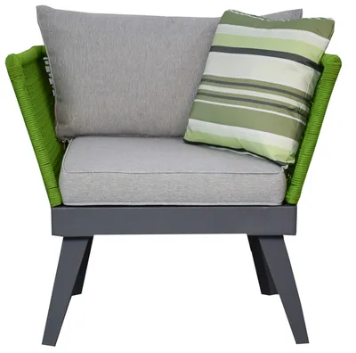 Image de Fauteuil de jardin, fauteuil lounge, séchage rapide, résistant aux UV, résistant aux intempéries, utilisable à l'intérieur comme à l'extérieur, tressage en corde, design élégant, modèle : Cuba en vert Jet-Line