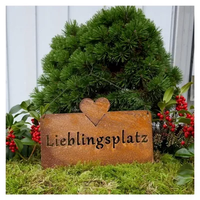 Produktbild von Rostschild Lieblingsplatz mit Herz in Rostoptik - 25 cm x 16 cm und Drahtaufhängung