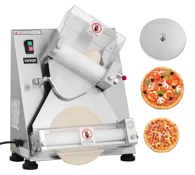 Produktbild von VEVOR Pizzateigroller, 3-14 Zoll automatischer Edelstahl-Pizzapresse, kommerzielle elektrische 370W Nudelmaschine, 260 Stück pro Stunde, einstellbare Dicke, mit Teigpressdeckel, 300 mm
