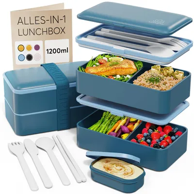 Produktbild von Umami Lunchbox Erwachsene, auslaufsicher, Bento Box Fächern & 4 Bestecke