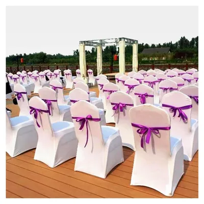 Produktbild von Universelle Stuhlhussen Stretch Weiß für Hochzeiten und Partys (100 Stück)