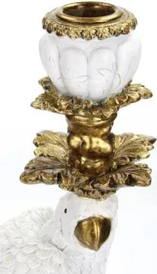 Produktbild von Kerzenständer Weißer Vogel 40cm Dekorativer Kerzenhalter aus Polyresin Stilvolle
