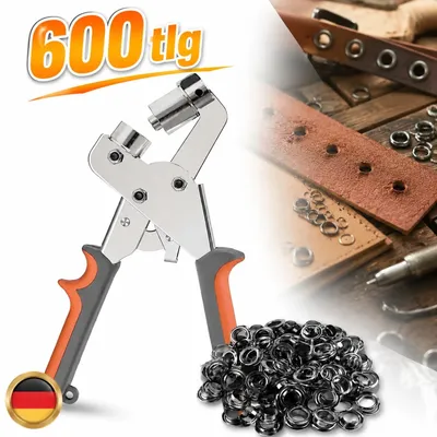 Produktbild von Ösenzange Lochzange Druckknopfzange Ösenwerkzeug Set mit 600 Ösen 10mm Werkzeug