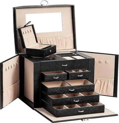 Produktbild von Famanu Schmuckständer - Schmuckbox mit 5 Schubladen und Spiegel