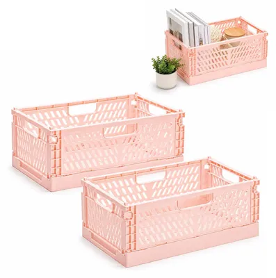 Produktbild von Set aus 2 zusammenklappbaren Aufbewahrungsboxen in Rosa
