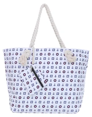 Produktbild von Große Strandtasche Shopper mit Reißverschluss - Strand-Maritim Design weiß