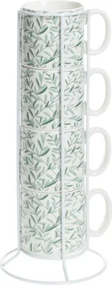 Produktbild von Sada 4 keramických šálků ve stojanu, 240 ml, květinový motiv