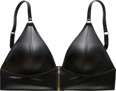 Produktbild von Petite fleur gold Bralette-BH , BH ohne Bügel in Leder-Optik (Kunstleder) mit Reißverschluss schwarz Größe 70 Cup A