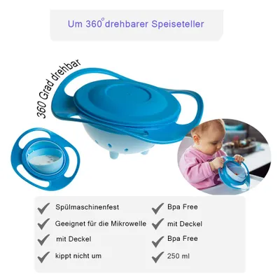 Produktbild von Babyjem Baby Schüssel Bowl 360° Breischale Balu mit Deckel Kinder Teller Schale BPA frei
