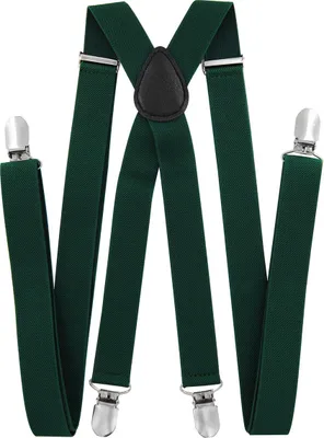 Immagine prodotto di axy® Bretelle da uomo verdi larghe 2,5 cm con 4 robuste clip a forma di X lunghezza regolabile abito da sposa-business