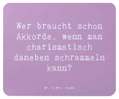 Produktbild von Mr. & Mrs. Panda Mauspad Spruch Charisma Gitarre - Lavendeltraum - Geschenk, Freiheit, laptop mousepad, Instrument lernen, Abenteuer, Mouse Pad, Liebe, computer, Musik