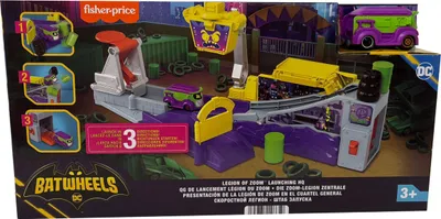 Image de Fisher-Price DC Batwheels Set de jeu Legion of Zoom, Jouet voiture de course et d'action crash, Joker-mobile, Mattel HNP07