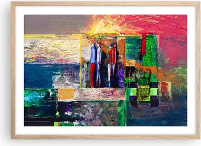 Produktbild von Gerahmtes Poster - Rahmen in heller Eiche - Abstraktion modern - 70x50 cm - Wand Bild - Wanddeko - Wandbilder - Wandposter - Bilderrahmen - Bilder - Kunstdruck - Wandbild - P2NAA70x50-3670