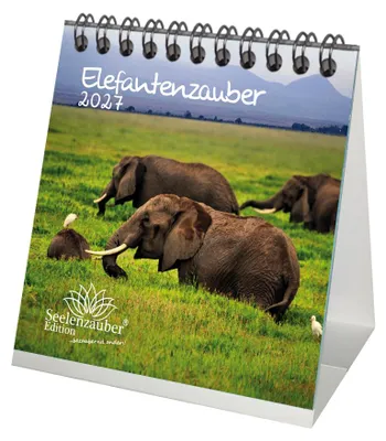 Produktbild von Elefantenzauber Tischkalender 10x10cm für 2027 Elefanten - Seelenzauber