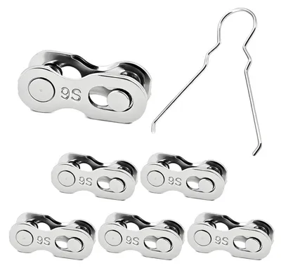 Obrázok produktu pre Zámok reťaze pre 9-rýchlostnú reťaz, 6 párov, ocel, strieborná, pre opravu bicykla