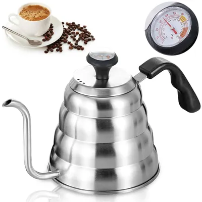 Schwanenhals-Wasserkocher 1200 ml Edelstahl mit Thermometer