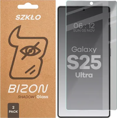 The image shows the packaging for a screen protector and the screen protector itself applied to a smartphone.