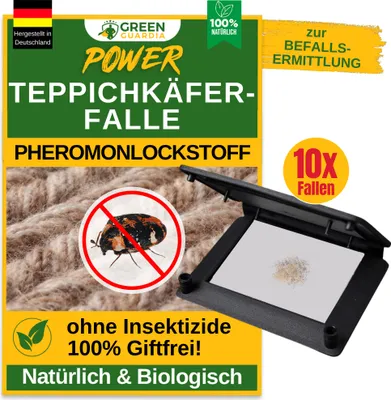 Produktbild von Teppichkäfer Falle mit Pheromonlockstoff,10x Fallen, umweltfreundlich Teppichkäfer bekämpfen, Chemiefreie Teppichkäferfalle,die giftfrei Pheromonfalle
