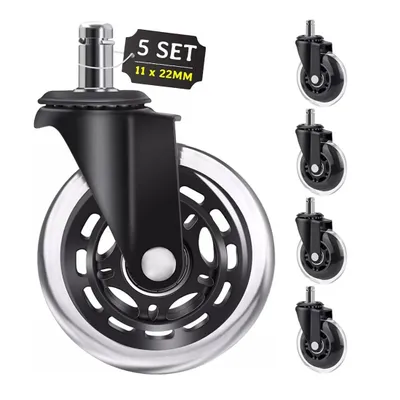Produktbild von Stuhlrolle 5x Leise Bürostuhlrollen 11mm Universal Hartbodenrollen,Kratzerfrei,360° drehbar Ersatzrollen Bürostuhl,Bodenrollen für Stuhl,für Büro