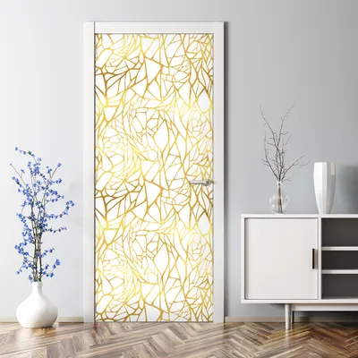 Produktbild von Dekorative Türposter selbstklebend Klebefolie Wandaufkleber Türaufkleber Ornament gold weiß 85 x 200 cm