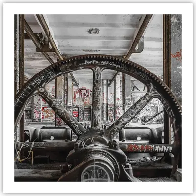 Produktbild von Poster - Poster ohne Rahmen - Maschine Industrie Graffiti - 60x60 cm - Wand Bild - Wanddeko - Wandbilder - Kunstposter - Wandposter - Bilder - Kunstdruck - Wanddekoration - Wandbild - P2XAC60x60-4304