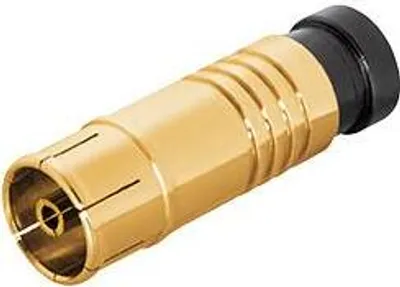 Produktbild von Transmedia IEC-Kompressionskupplung; für Kabel-Ø 6,8 - 7,2 mm, vergoldet, FSQ 2 G