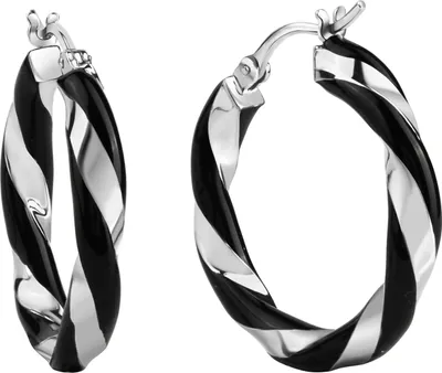 Produktbild von F Creolen 925/- Sterling Silber rhodiniert schwarzer Lack 27mm
