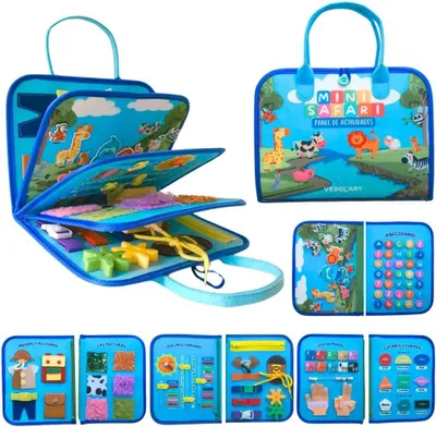 Produktbild von Montessori-Beschäftigungsbrett – Pädagogisches und sensorisches Spielzeug für Kinder – In spanischer Sprache – Ideal für die Feinmotorik und zum Lernen – Geeignet für Kinder im Alter von 2, 3 und 4 Jahren
