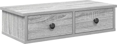 Produktbild von Wandregal mit Schubladen Grau Sonoma 60x28x15 cm Holzwerkstoff