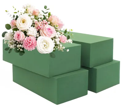 Productafbeelding van Bloemenschuim - 4 stuks - 22,5x10x7 cm - Vierkant bloemenschuim voor verse en kunstbloemen - Zelf te snijden