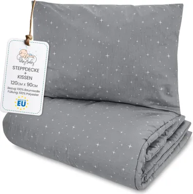 Zdjęcie produktu dla Kołdra dziecięca bez poszewki 90x120 cm - bawełniany zestaw kołdra i poduszka dziecięca 90 x 120 i poduszka 60 x 40 - kołdry dziecięce do łóżeczka galaxy