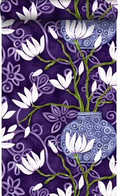 Produktbild von Origin Wallcoverings Tapete Magnolie Lila 53 cm x 10.05 m