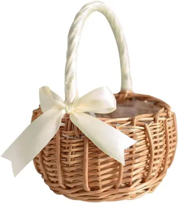 Imagen del producto de Pequeña cesta de mimbre con asa, de 19x15x8 cm, trenzada, ideal para flores y frutas